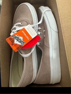 Vans Suede Low-Top Sneakers in Light Taupe and White